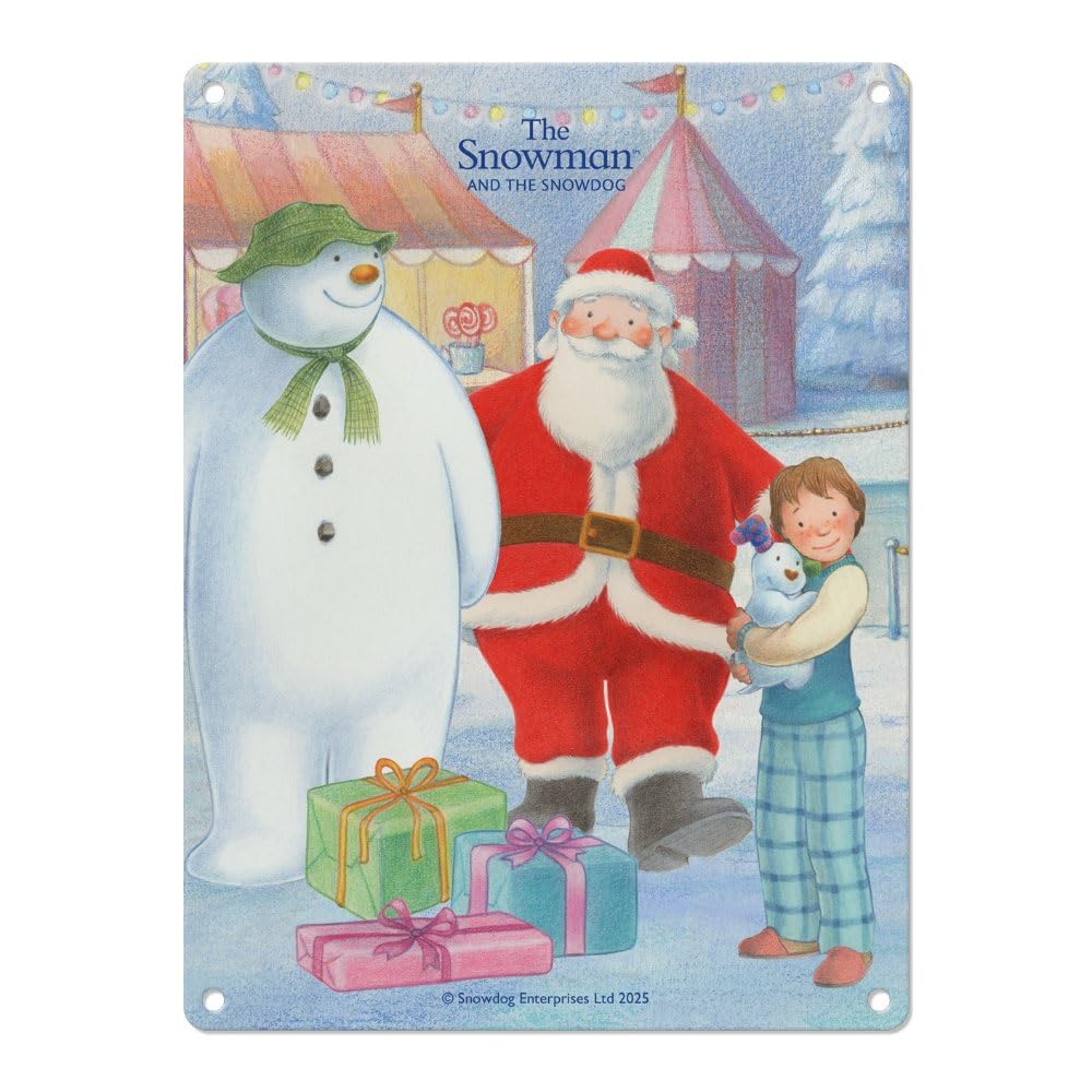 Small (150 x 200mm) Metal Sign - The Snowman and the Snowdog (Father Christmas)