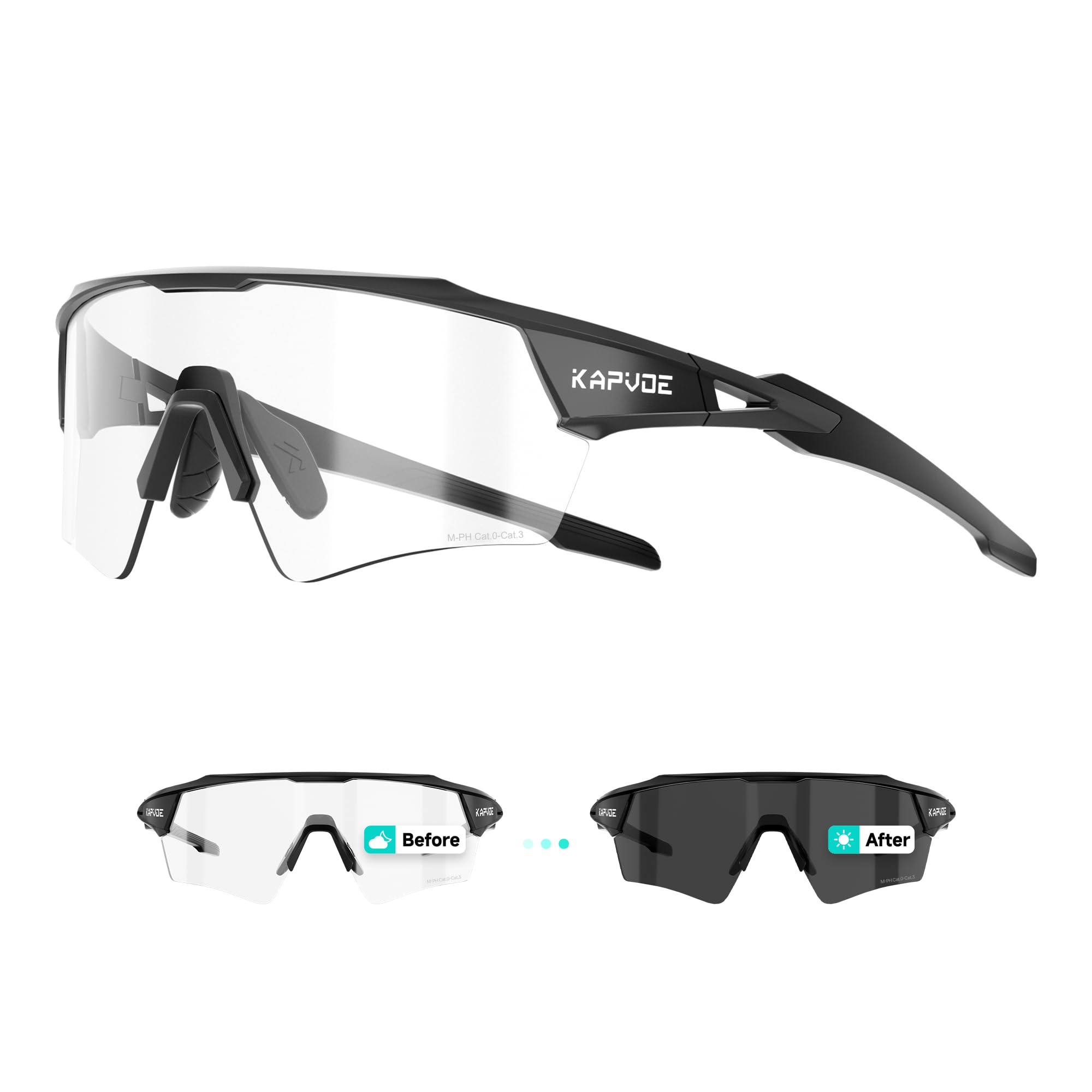 KAPVOE Photochromic Cycling Sunglasses for Men and Women K198