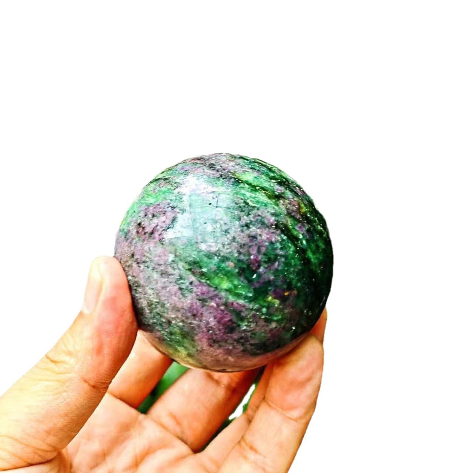 Hhhxkkuo Ruby Zoisite Crystal Sphere,Hand Polished Red Green Gemstone Ball