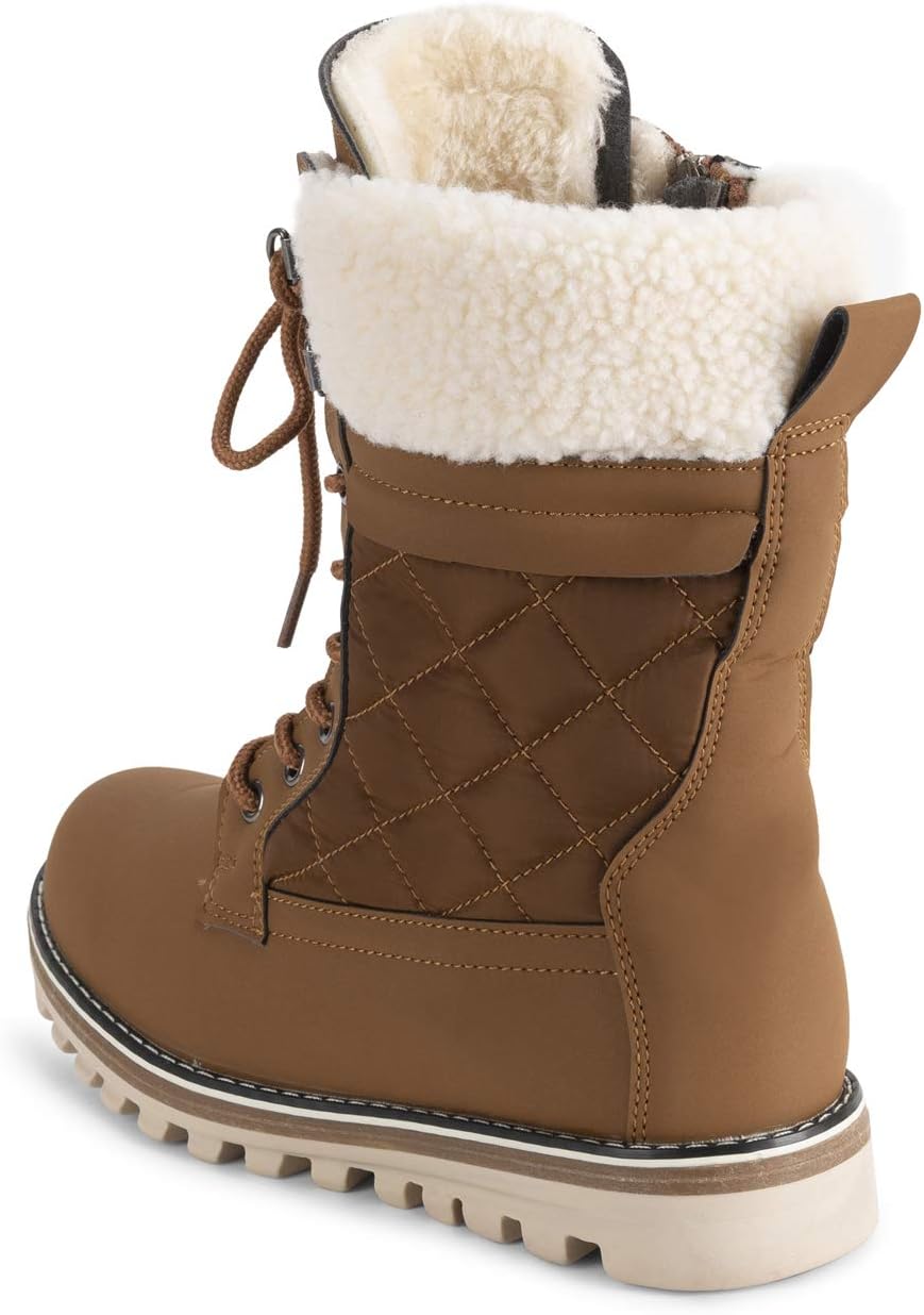 POLAR Womens Memory Foam Outside Pocket Inside Zip Thermal Waterproof Deep Tread Rubber Sole Snow Boots