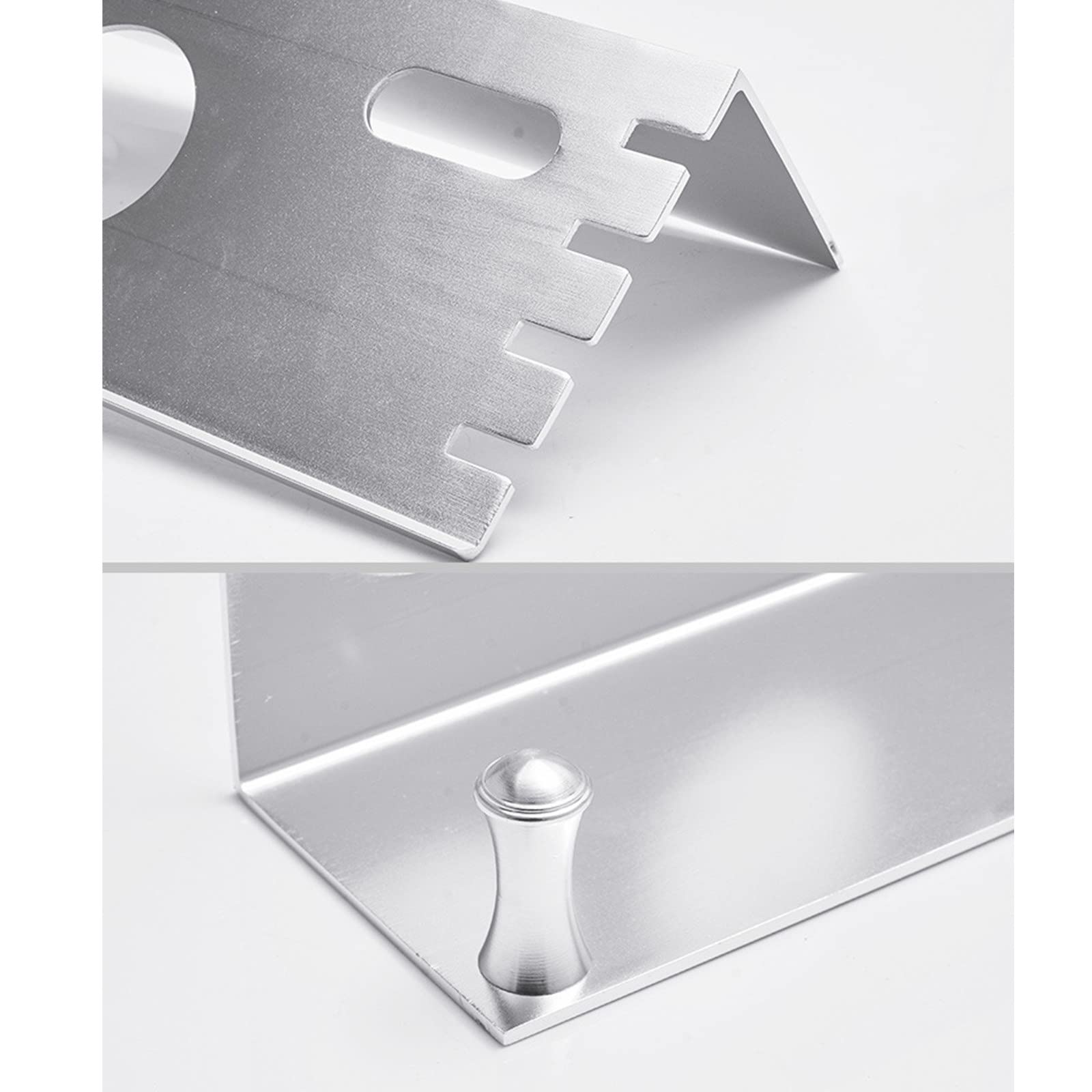 Porta Cepillo de Dientes, Soporte Cepillo de Dientes Eléctrico, Pared Estuche Cepillo Dientes con 4 Ranuras para Cepillos, Organizador Baño Aluminio Sin Taladro para Baño Plata