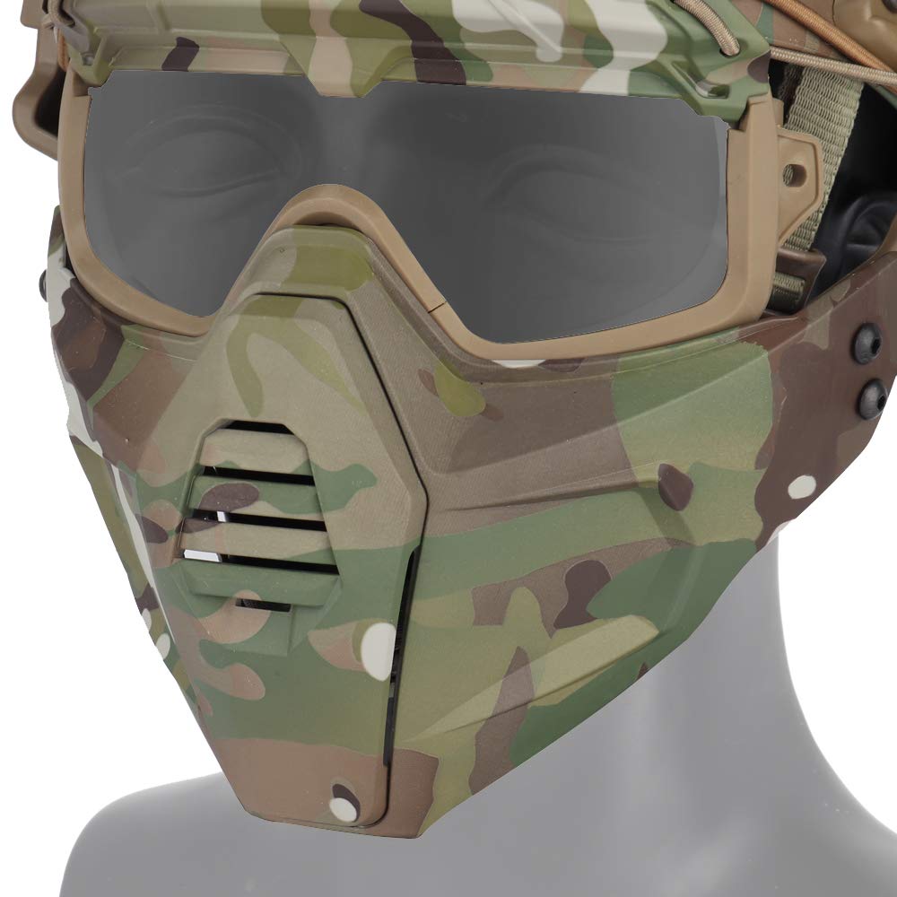 DETECH Fast Casque Lunettes Lunettes avec Masque Amovible Convient pour Airsoft Paintball Halloween Party