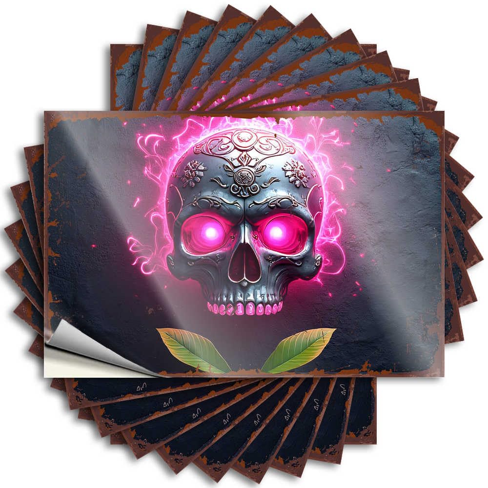 Funny Desk Decor Laptop Bumper - Happy Halloween Spooky Halloween Skulls Smiley Face Durable Sticker Easy Apply for Christmas Decor(6X9CM)