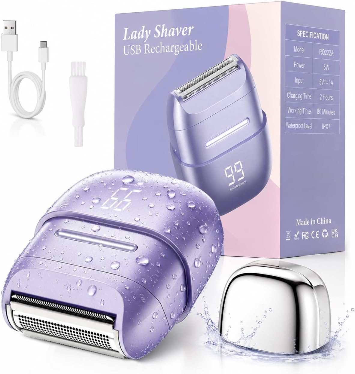 Bikini Trimmer for Women - Painless 3-in-1 Cordless Shaver & Pubic Hair Groomer, IPX7 Waterproof, USB Rechargeable, Compact, Portable & Gentle Body Hair Remover for Smooth Skin