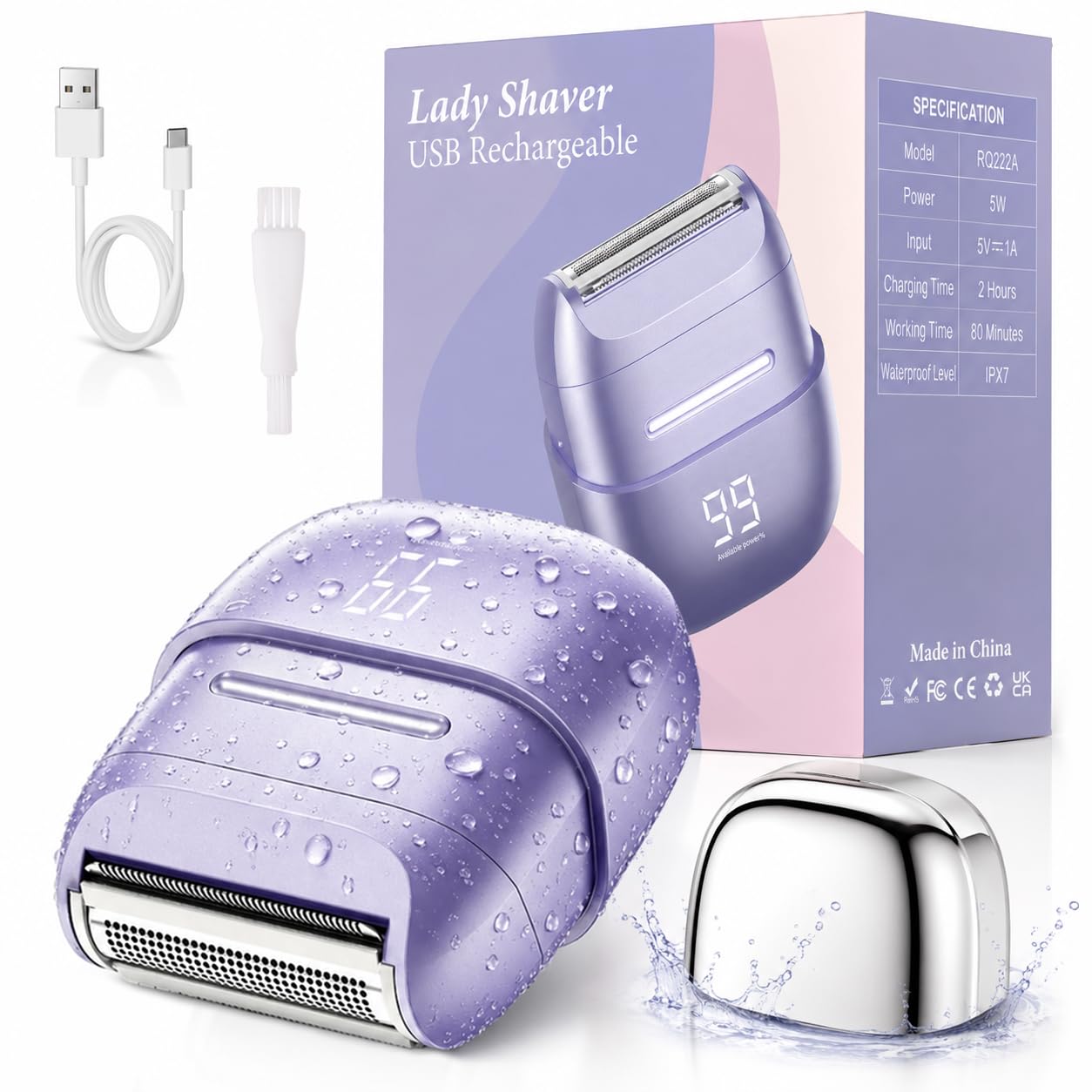Bikini Trimmer for Women - Painless 3-in-1 Cordless Shaver & Pubic Hair Groomer, IPX7 Waterproof, USB Rechargeable, Compact, Portable & Gentle Body Hair Remover for Smooth Skin