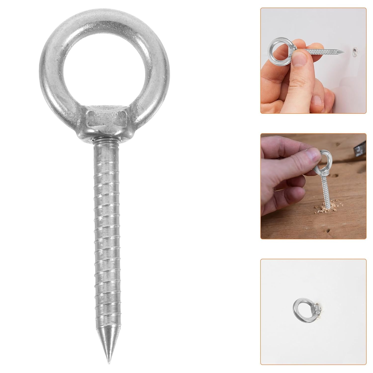 10pcs Stainless Steel Screw-in Mug Hooks Round Ring Self-Tapping Multifunctional Hooks for Hanging in Homes and Garages for Plants and Cups