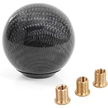 Carbon Fiber Shift Knob Gear Shifter Knobs with 3 Adapter Most Car Decorations Classic Black, Round