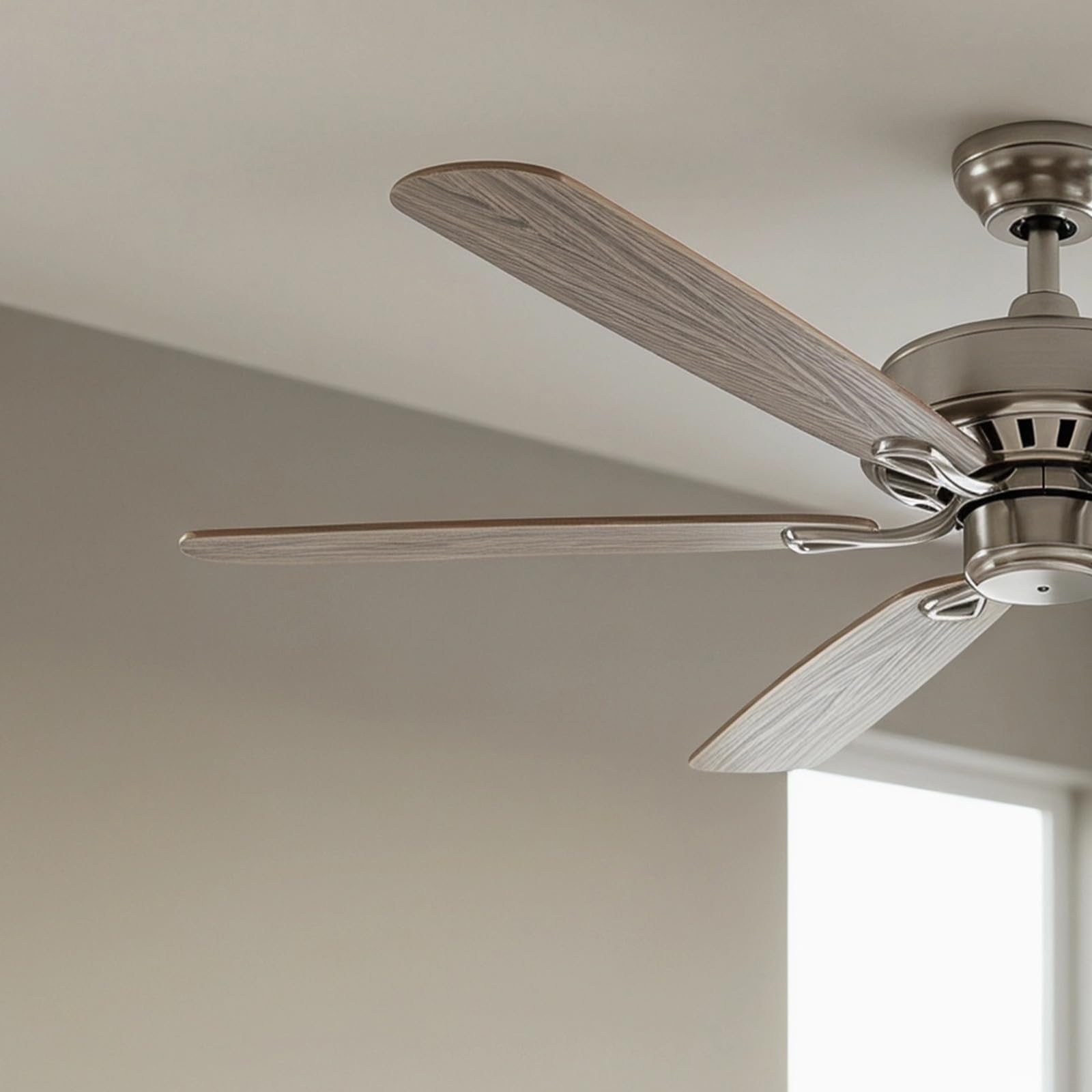 4 aspas para ventilador de techo: Aspa de plástico de 21" con acabado imitación madera, compatible con ventiladores de 52" - Resistente a la intemperie e impermeable, con