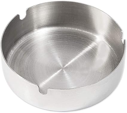 Rudra Exports Stainless Steel Round Metal Cigar Holding Cigarette Ashtray for Home or Office, hotels, or restaurants (12 cm Ashtry)
