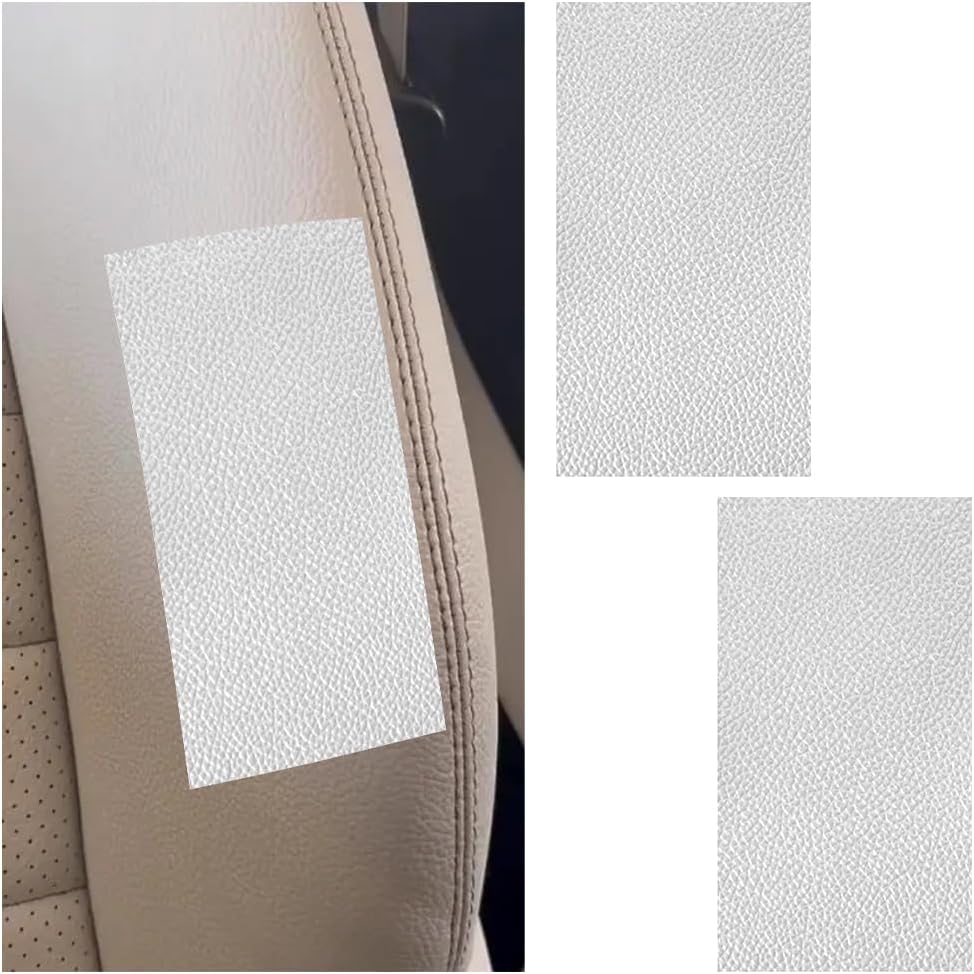 2 Pack 8 x 4 Inch Adhesive Leather Repair Patches, White