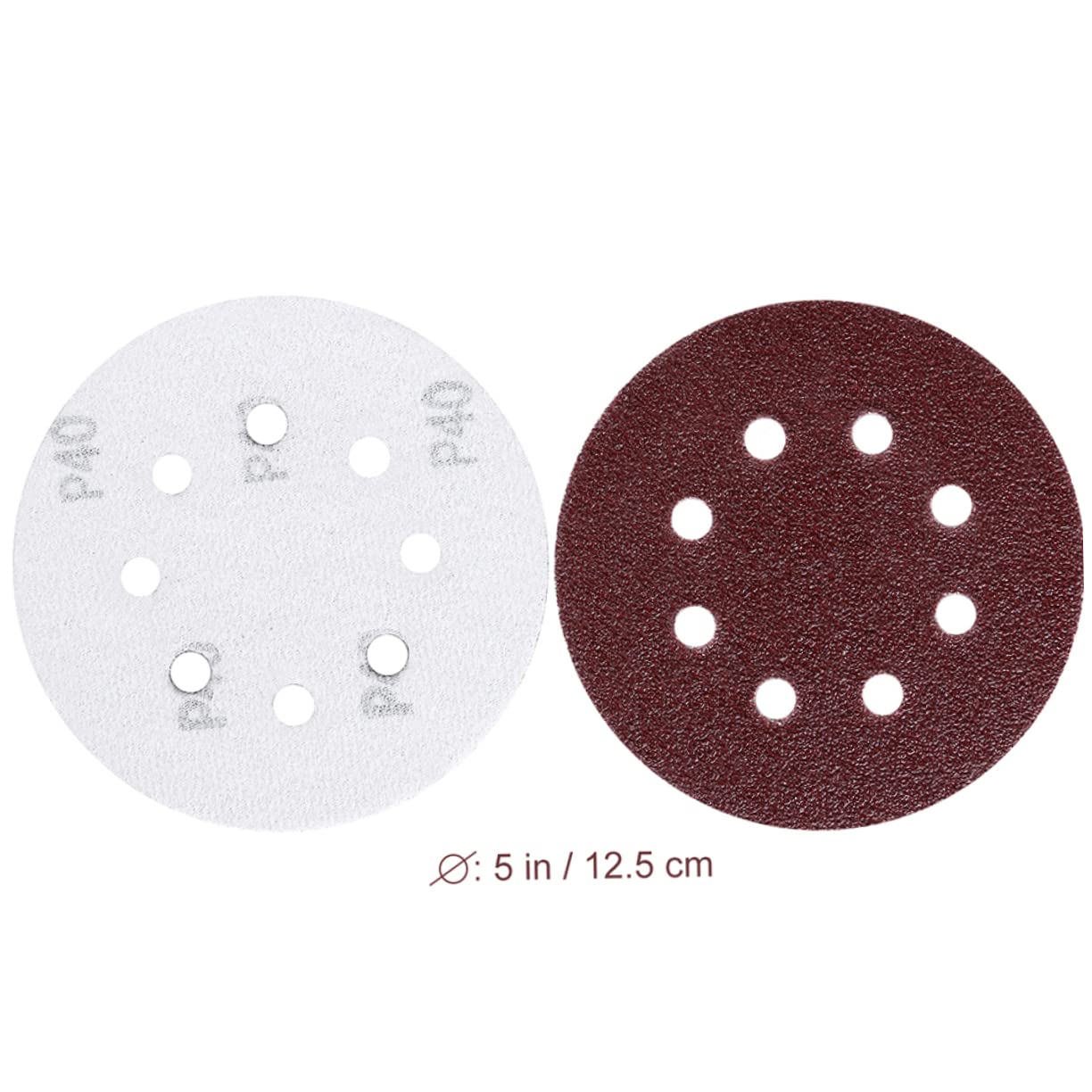5 Inch Sanding Discs 50-Pack Hook and Loop Sandpaper Circular Pads 8 Holes Assorted Grits (80 100 120 150 180) for Woodworking and Automotive Use
