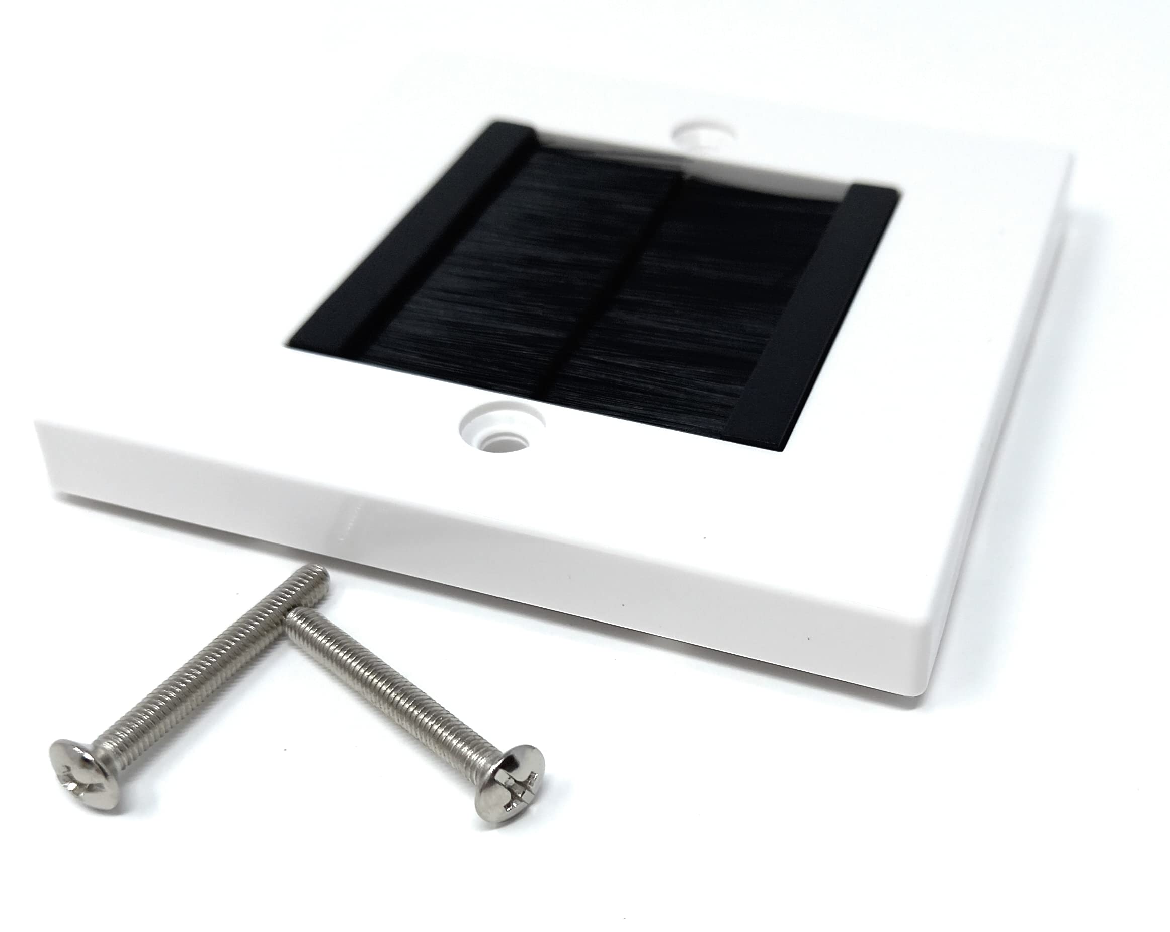 White Brush Plate Faceplate Wall Mounted Installation Tidy Cable Pass Through Insert for Wires and Cable Access (Single 86 x 86mm