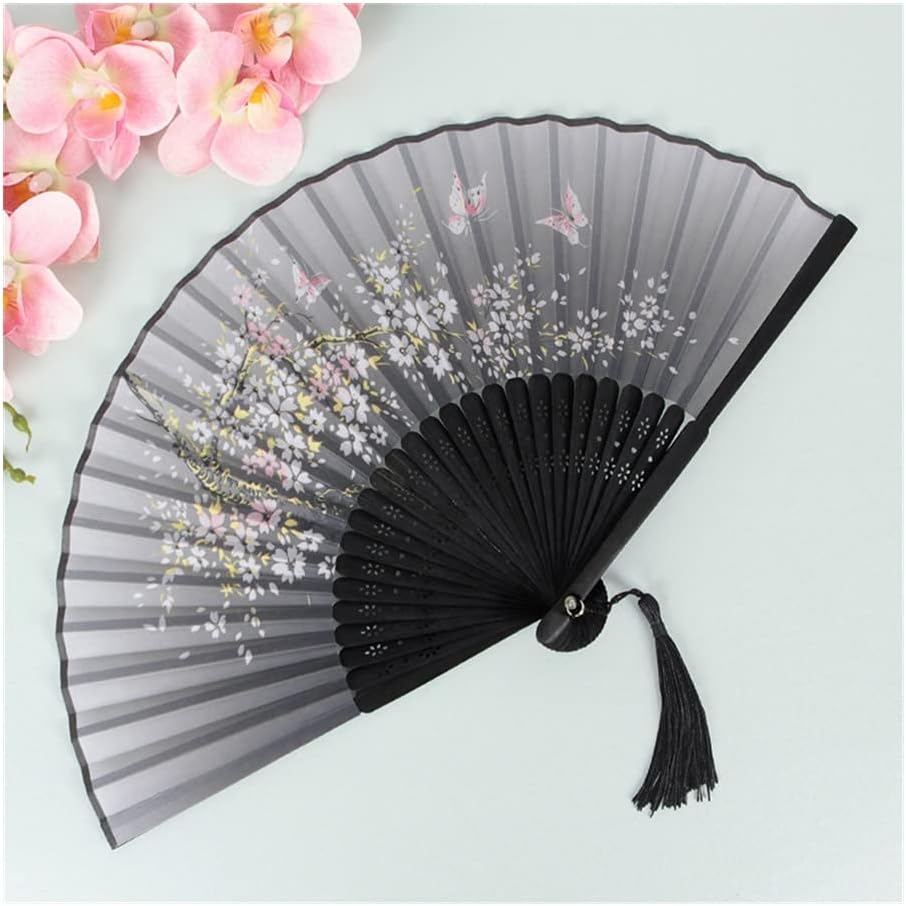 Folding Fan Chinese Style Summer Dance Decorative Folding Fan, Bamboo Wood Silk, Printed Folding Fan, Special Outdoor Portable Gift Folding Fan (9) (9) (8)