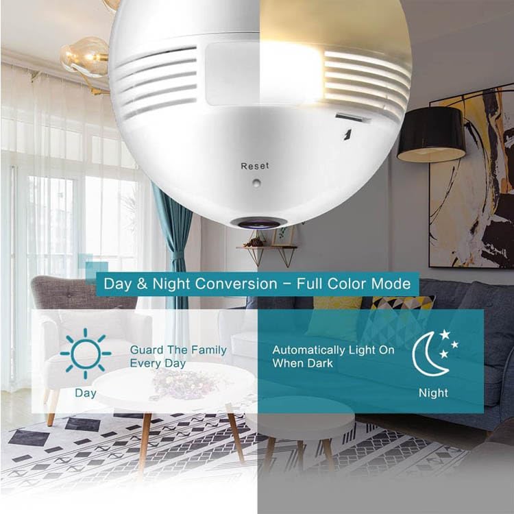 Wi-Fi Camera CCTV Camera 1080p Wireless PTZ Bulb Shape V380 Pro | Indoor 360° Smart Home Security Camera Light Vision 24x7 Continuous Recording with Motion Sensor LED Lights (Bulb Camera) 4 61LGLW8Nl6L