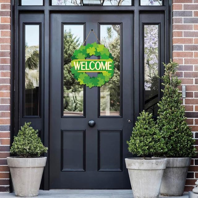 St Patrick's Day Wooden Shamrock Wreath - 12 Inch Decor