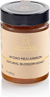 Natural Monastic Wildflower Honey, 450g - Premium Blossom Honey from Mount Athos, Crafted with Ancient Monastic Traditions