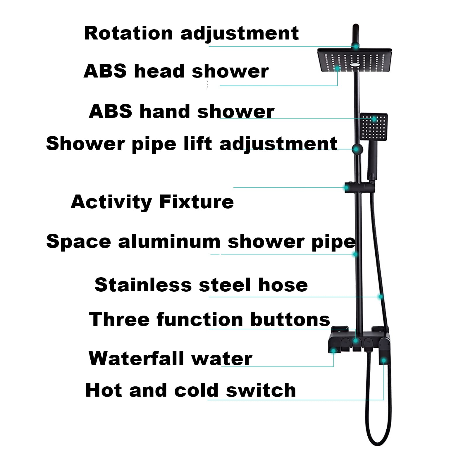 Sistema de Ducha de Lluvia de Alta presión de 8 Pulgadas, Cabezal de Ducha Cuadrado, grifos de Ducha de Pared con Ducha de Mano, Accesorios de Ducha con caño de bañera, Gris.
