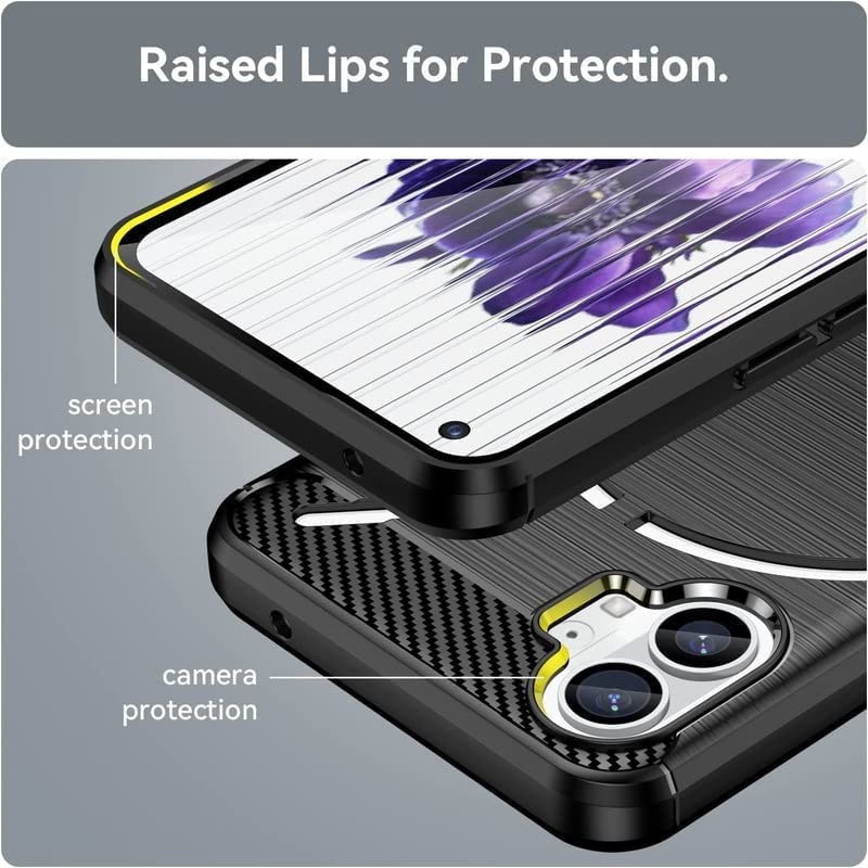 Image of NPRC Hybrid Ultra Slim Protective Case TPU Non-Slip Carbon Fiber Texture Shockproof Case Cover for Nothing Phone 1 - Black