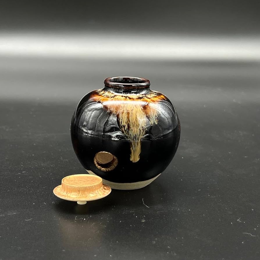 Amazon.co.jp: 桶谷定一作 文琳茶入 共箱 仕覆 茶道具 煎茶道具