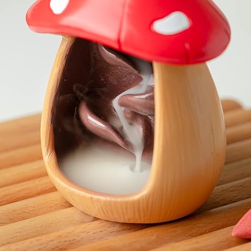 Miniatura 5 de Lindo soporte de incienso de hongos con 60 conos de incienso, quemador de incienso de reflujo de cascada hecho a mano, quemador de incienso con