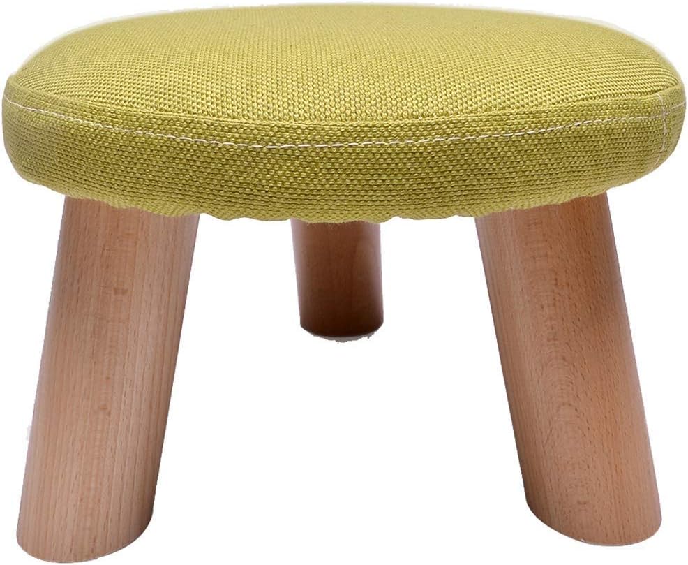 Stool，Linen Tufted with Solid Wood Leg, Upholstered Padded Stool(E)
