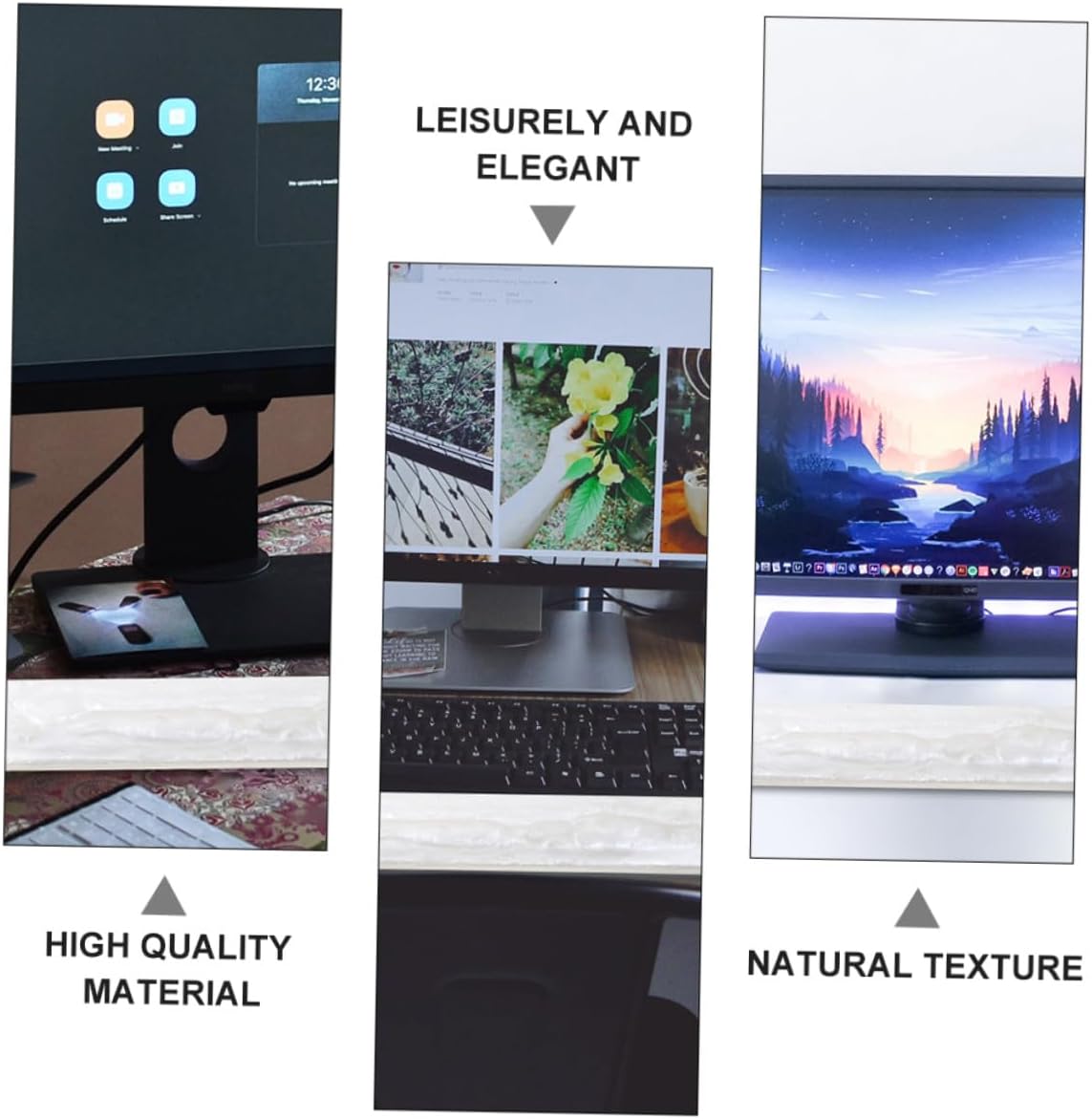 White Pearl Resin Keyboard Wrist Rest Cushion for Gaming and Office Use Ergonomic Anti-Skid Support Pad Key Mechanical Keyboards Relieves Hand and Elbow Fatigue