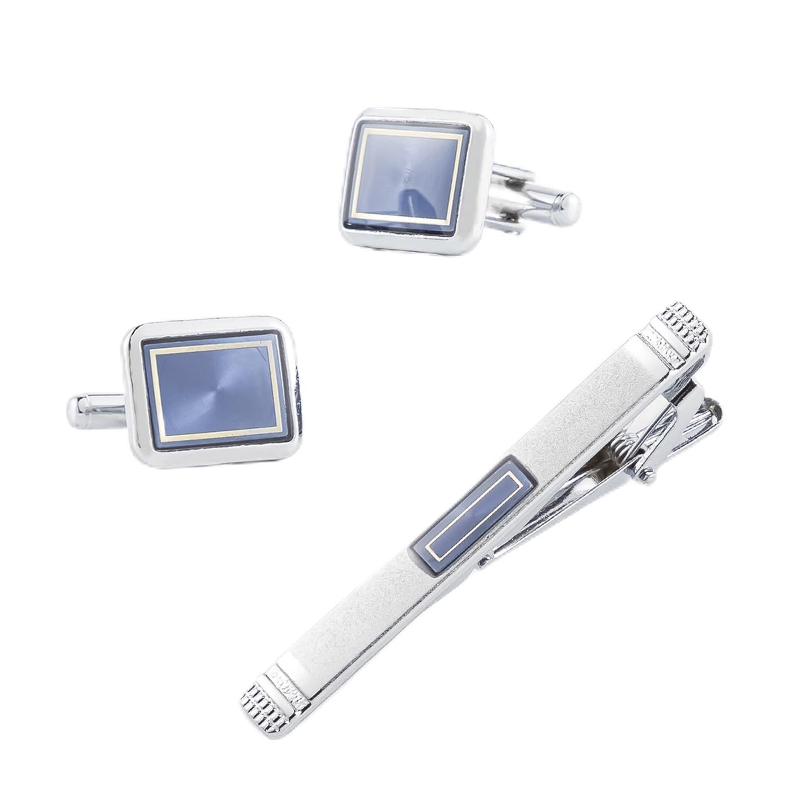 Ensemble de Boutons de Manchette et Pinces à Cravate Ronds en métal pour Hommes