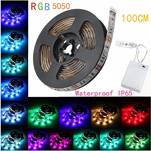 TianCi 100cm LED Light RGB Strip + Battery Box + Mini Controller, Battery