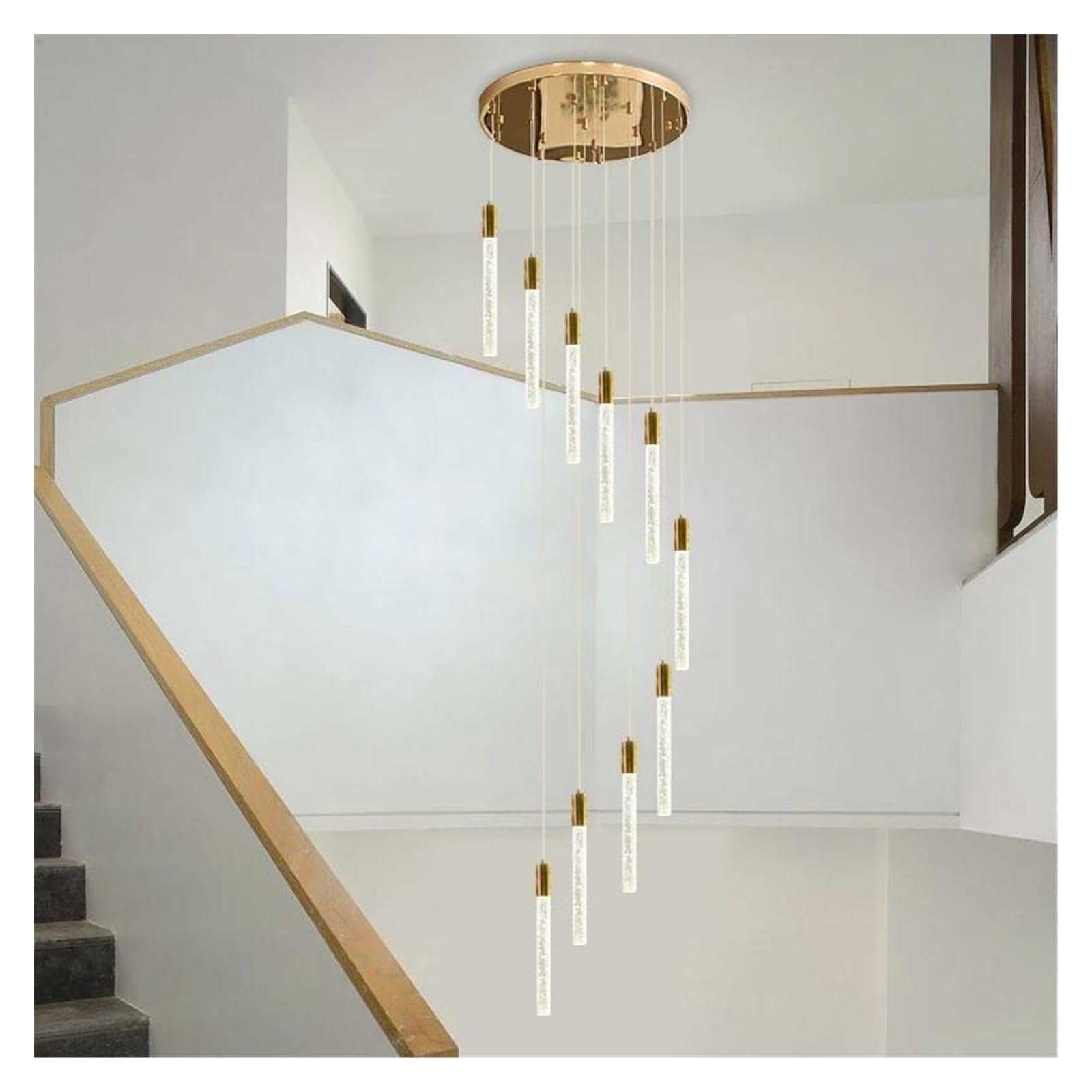 Genérico Lámparas de araña, Lámpara de araña LED moderna for sala estar, lámpara cristal, for escalera, lámparas largas en espiral, luz for el hogar