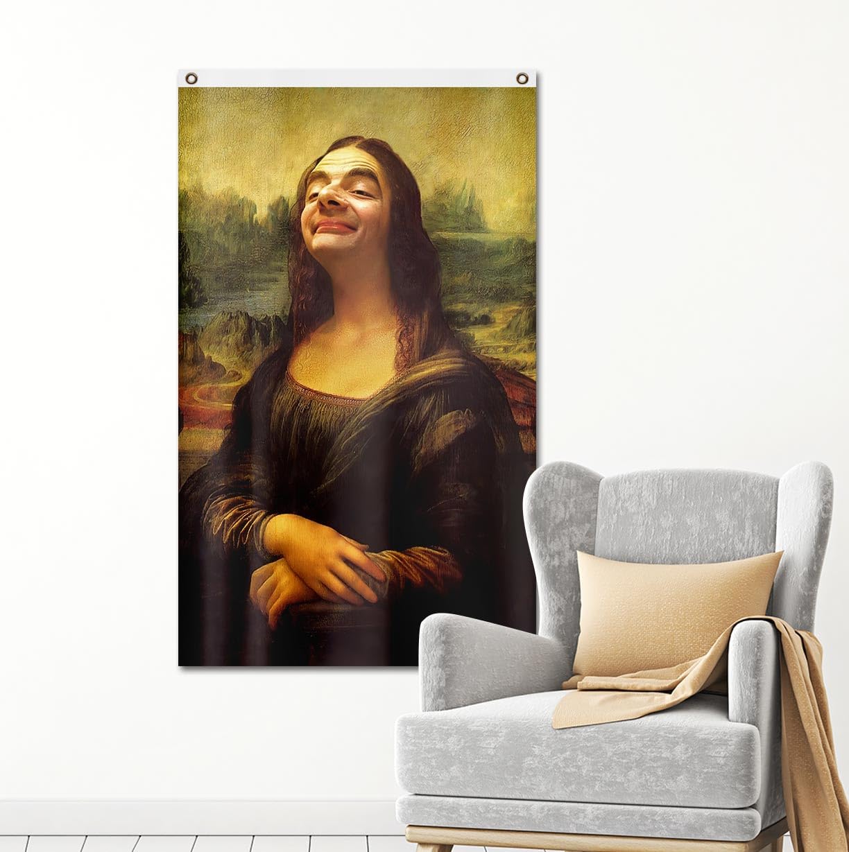 Mona Lisa Komik Bayrak 3X5FT,%100 Polyester Elyaf Malzeme, Güçlü