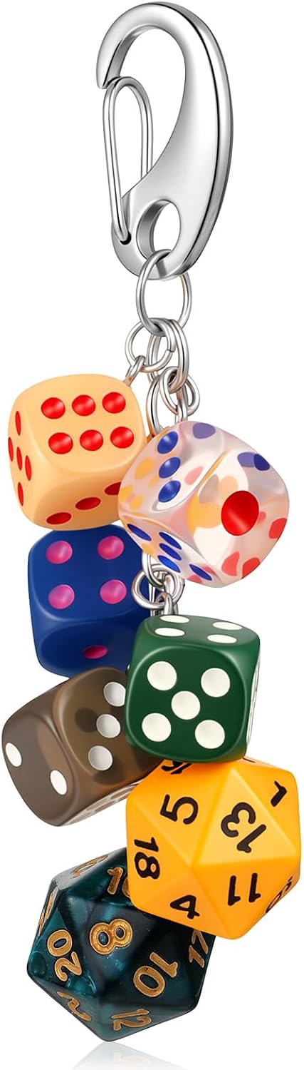 Bremorou 2pcs Lucky Dice 8 Ball Dice Charm Keychain Dice Cube Key Chain Trendy Bags Charms Cute Y2k Keychain Accessory For Handbags Purses Women Men Gifts Colorful