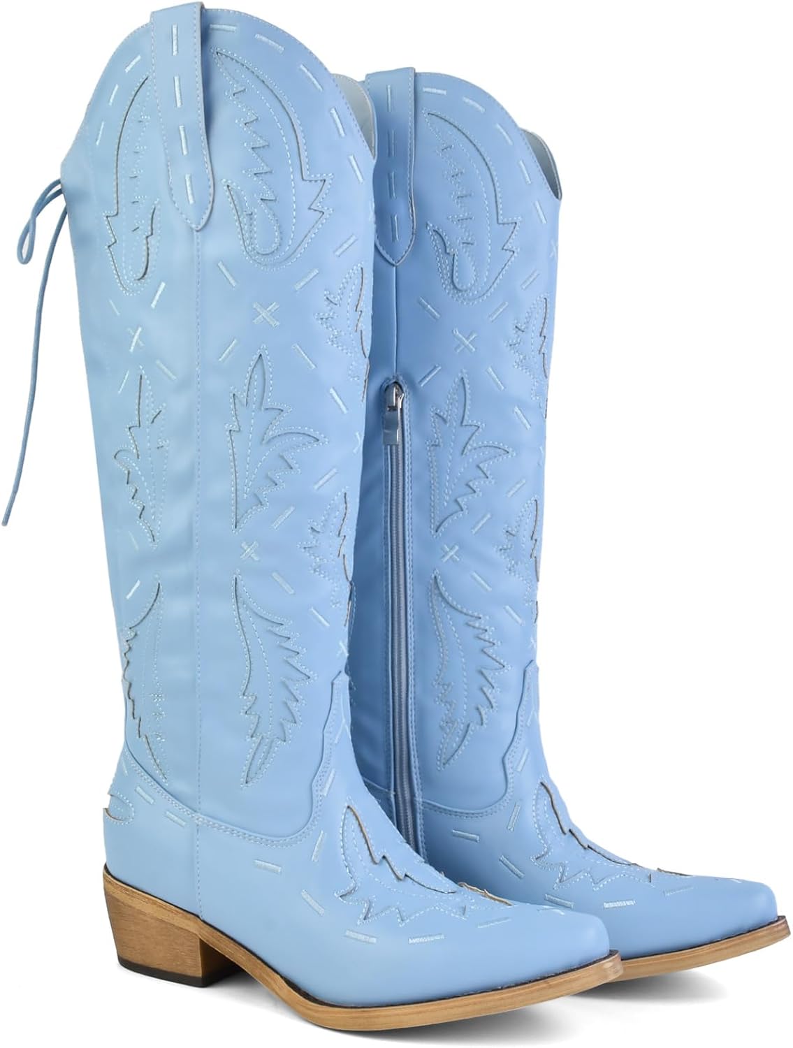 FancyQueen Faux Fur Boots for Women Knee High Furry Heel Boots Fashion Pointed Toe Snow Winter Boot Warm Women Boot - Image 6