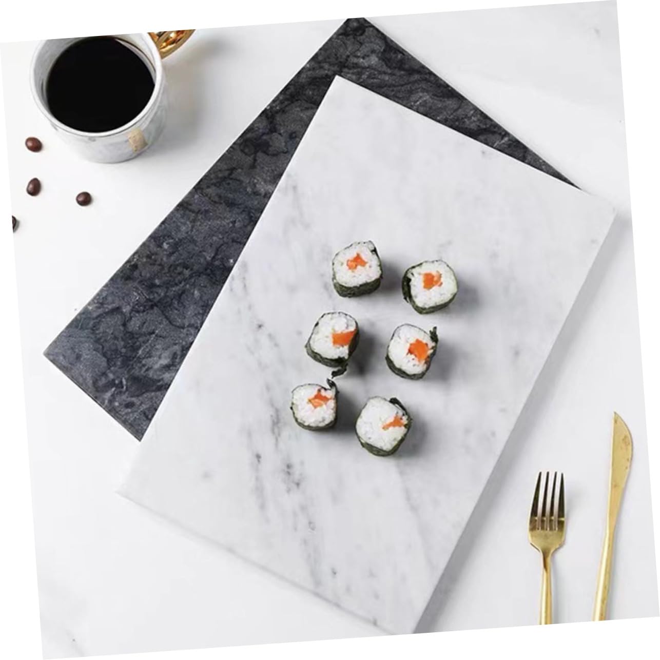 Veemoon Planche à Découper en Marbre Blanc Non Adhérente Odeur, Plateau Multifonction Cuisine et Pâtisserie, Design Nordique Élégant pour Rangement Maison