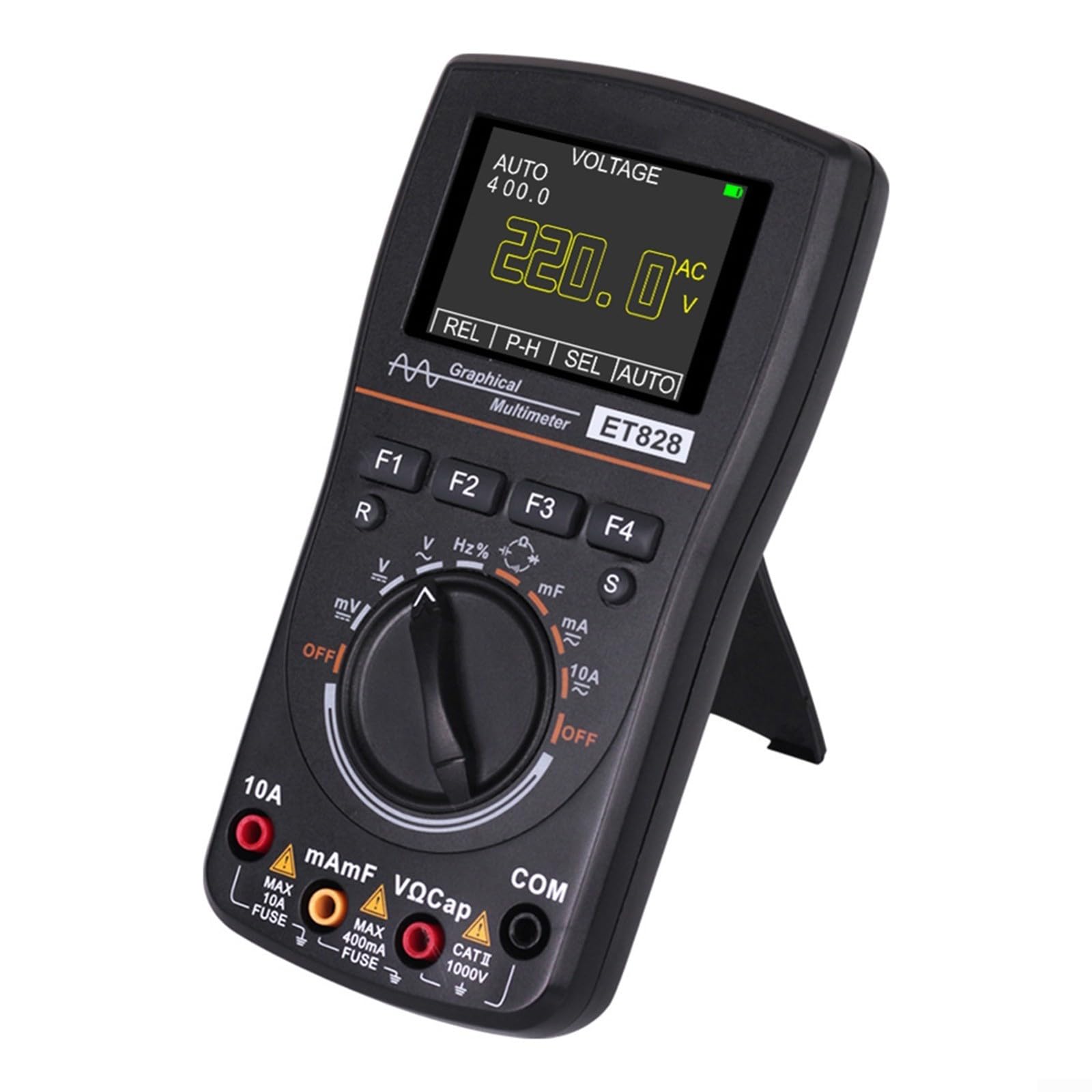 ET828 2-in-1 Digitales Oszilloskop mit 1MHz Bandbreite & 2,5Msps Abtastrate, 4000 Counts Multimeter, Auto Range, Datenspeicher für 100 Messwerte, Tragbares Testgerät für Elektronik und Industrie