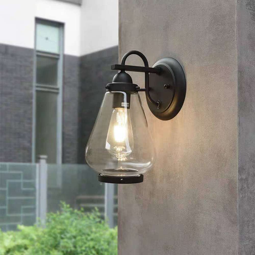 Rustykalna wodoodporna szklana lampa ścienna - lampa zewnętrzna na werandę i balkon, do ogrodu, garażu, zewnętrzna lampa ścienna, styl vintage