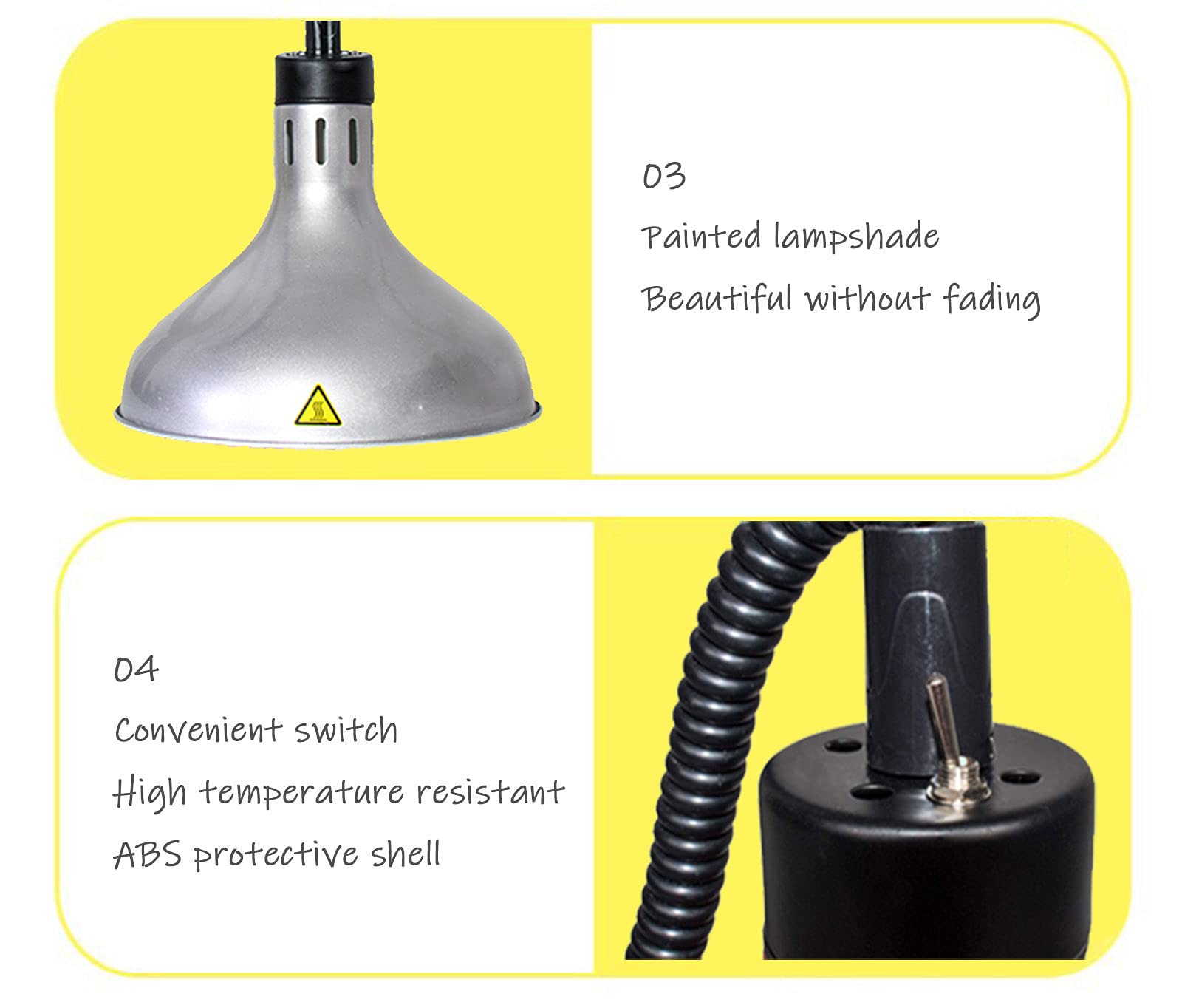 Lámpara de Calor para Alimentos, Calentador Colgante Comercial para Buffet, Equipo de Cocina con Bombilla de 250 W, lámpara de Calor para Alimentos, Ideal para Pizza, bis,A-4pcs