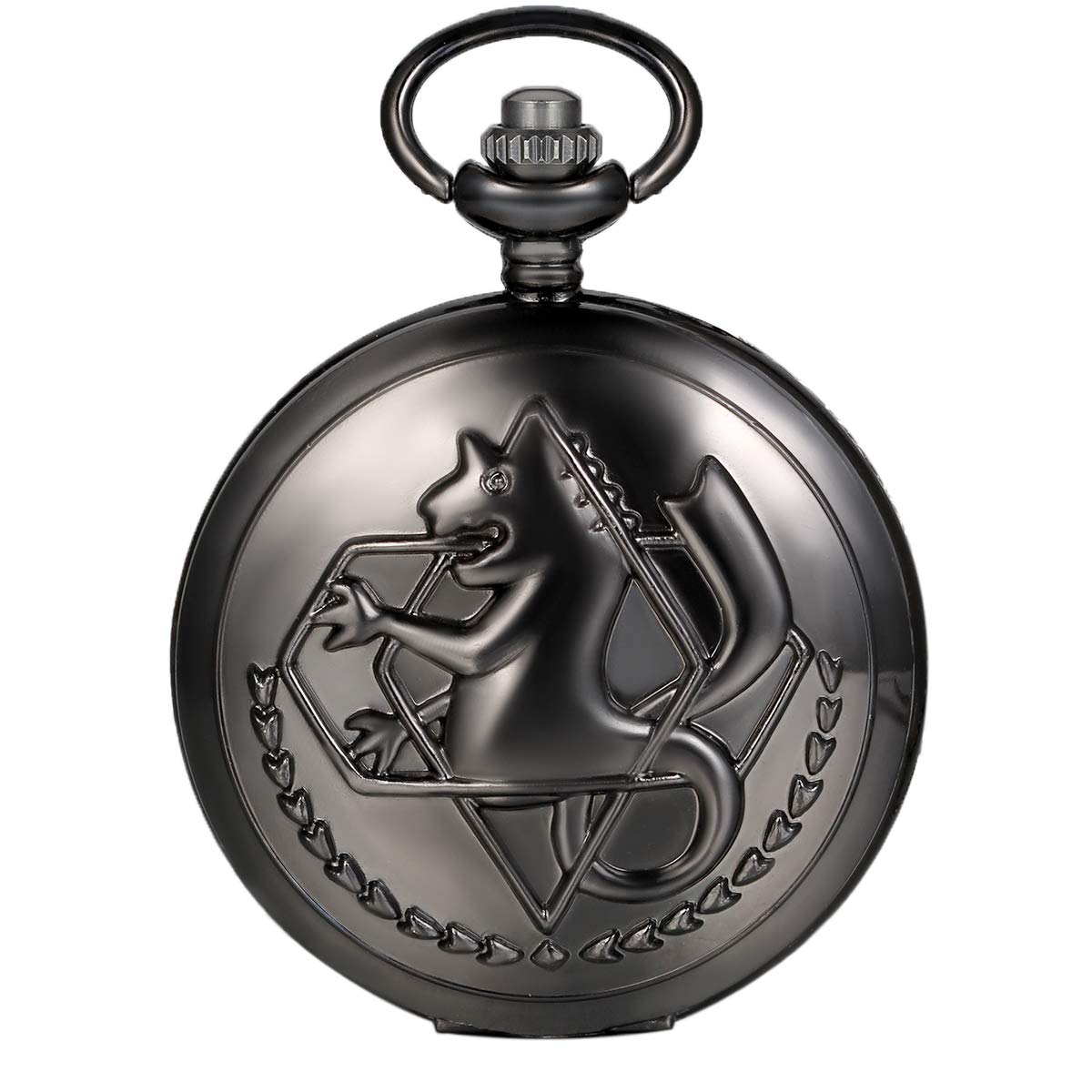 JewelryWe Montre de Poche Ronde Quartz Fantaisie Hippocampe Chiffres Romains Pendentif Collier Alliage pour Homme et Femme Coule