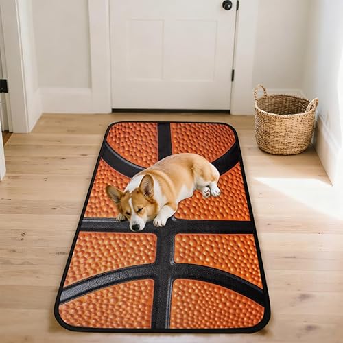 Miniatura 7 de Alfombra de pasillo larga de cuero para baloncesto, alfombra deportiva de 2 x 6 pies, antideslizante, alfombra de pasillo para sala de estar,