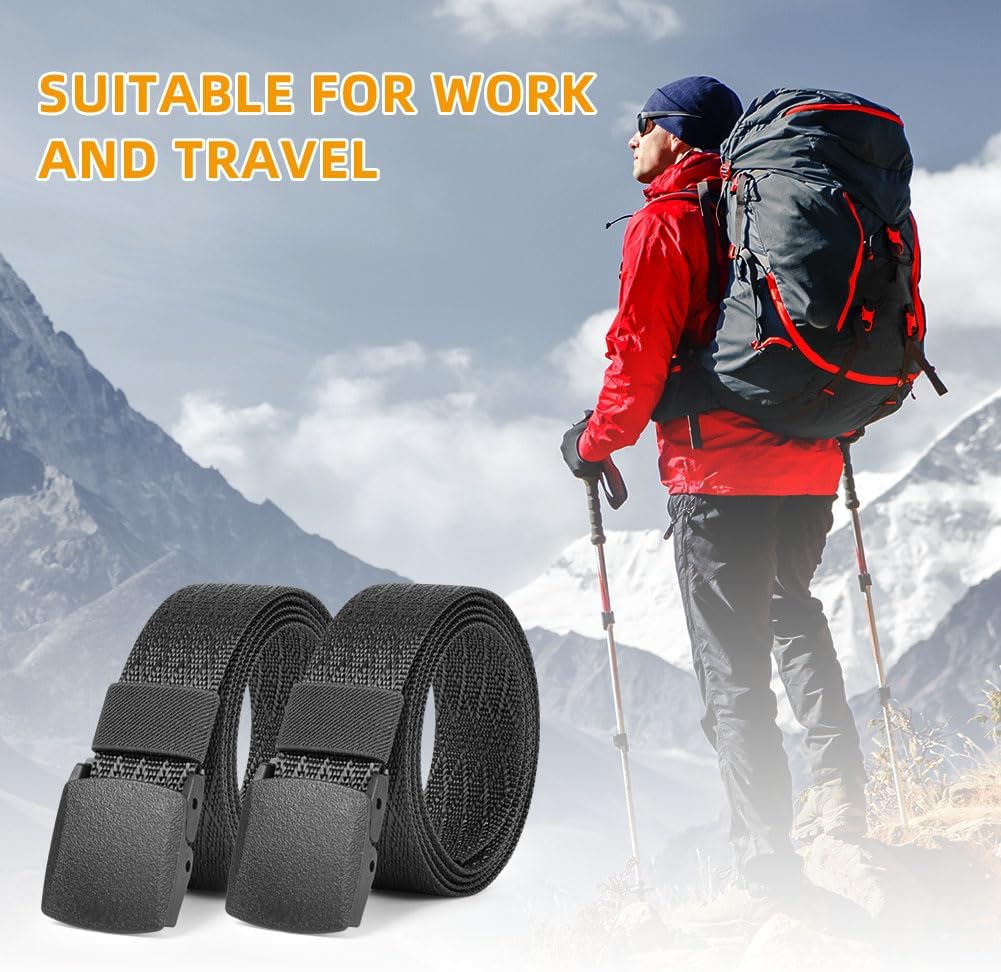 Aomig Belts for Men, Adjustable Nylon Canvas Fabric Golf Belt, Cut To Fit Canvas Web Belt Fits Anywhere, No Holes Invisible Belt for Men, Nylon Automatic Buckle Belt Suitable for Work and Travel image 4