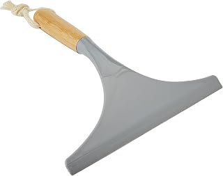 Addis rasqueta limpiacristales de Ducha con Mango de bambú Natural, diseño Moderno y Elegante 23 cm de Ancho, Color Gris y Natural, Gris y Madera