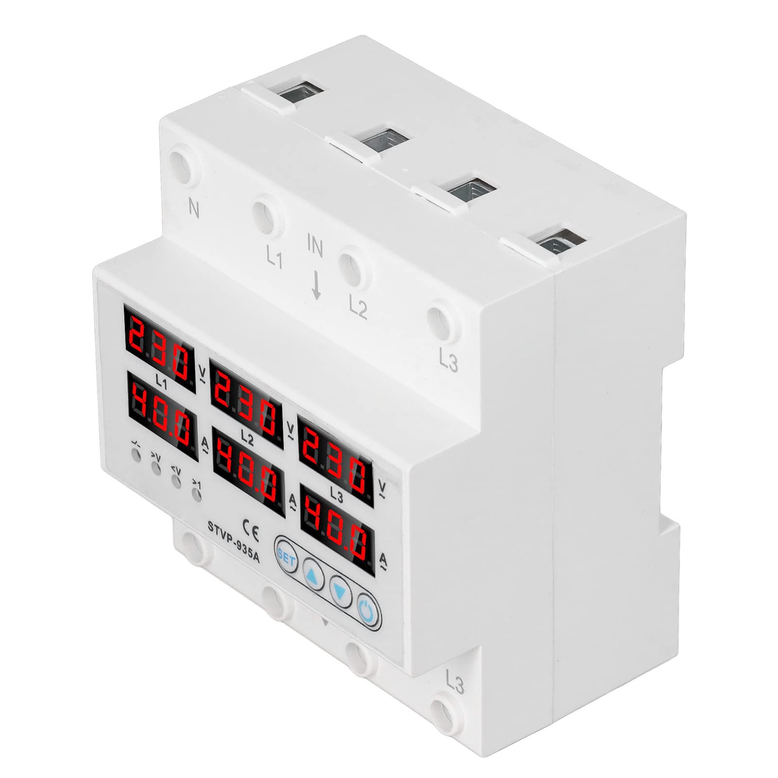 Sponsored Ad – DAUB Over and Under Voltage Protector, 3 Phase AC220 380V Digital Display Voltage Amps Current Protector, Self Recovery Automatic Recovery Voltage Protector Relay (40A)