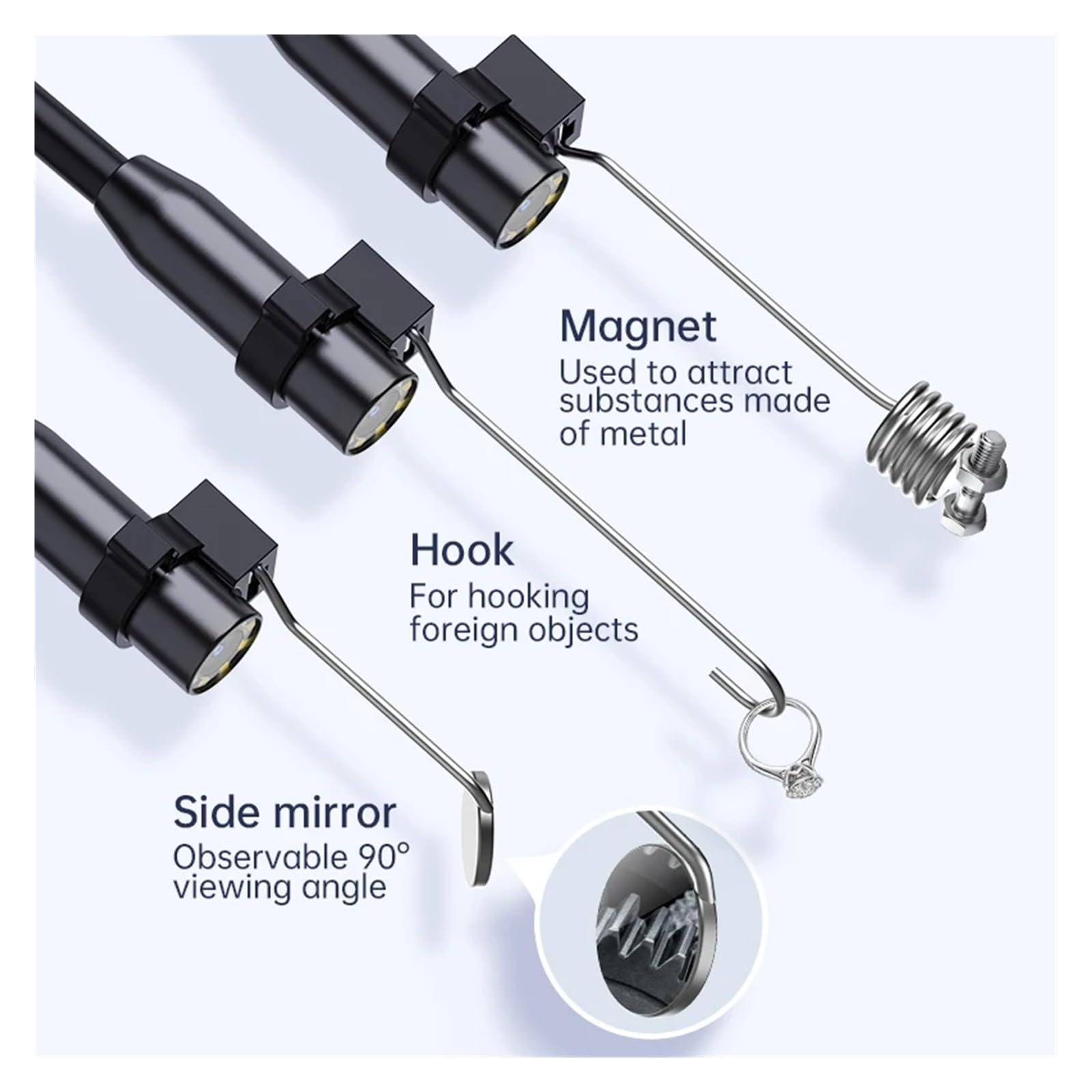 Industrial Endoscope Camera 4.3 Inch IPS Screen HD 1080P Pipe Sewer Inspection Borescope IP67 Waterproof LED 2000mAh For Car(1m)