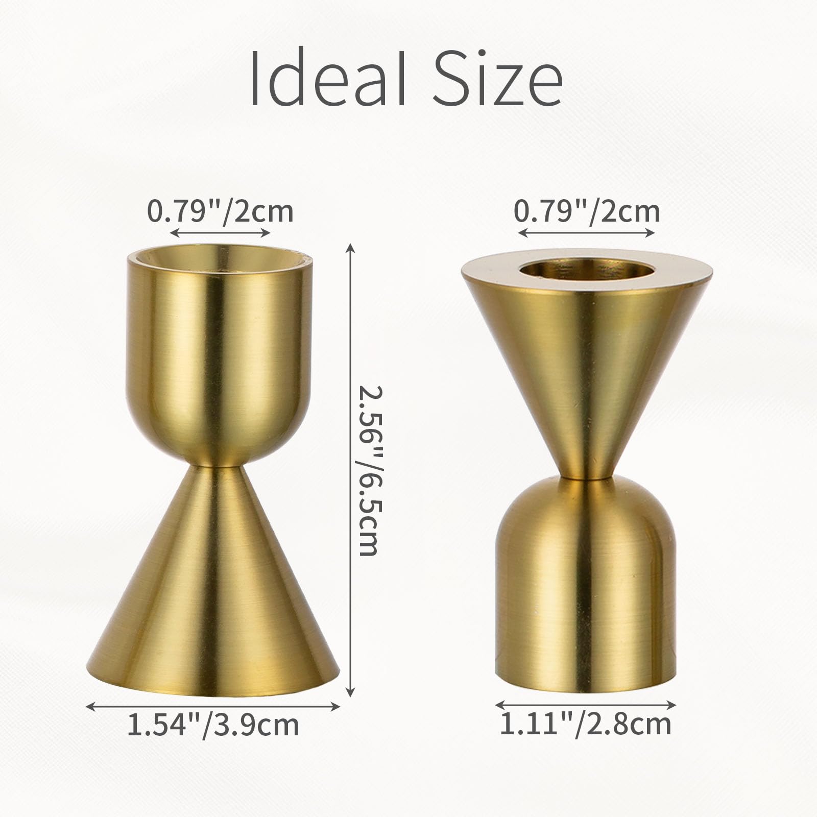Bougeoirs en laiton doré : 6 bougeoirs coniques pour centre de table, mariage, fête, Noël, cheminée, décoration d'intérieur