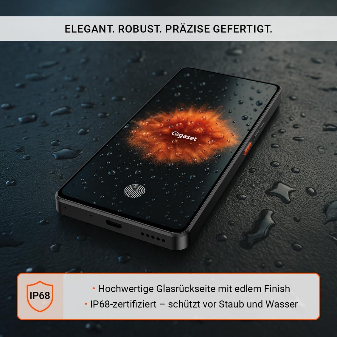 Gigaset GS6 Pro Smartphone, 256GB, 8GB RAM, 6,67-Zoll-OLED-Display, Black | Octa-Core 5G Prozessor, 64+8+2MP Triple-Kamera, 5300 mAh (typ.) Akku, wechselbar, Android 15, Made in Germany