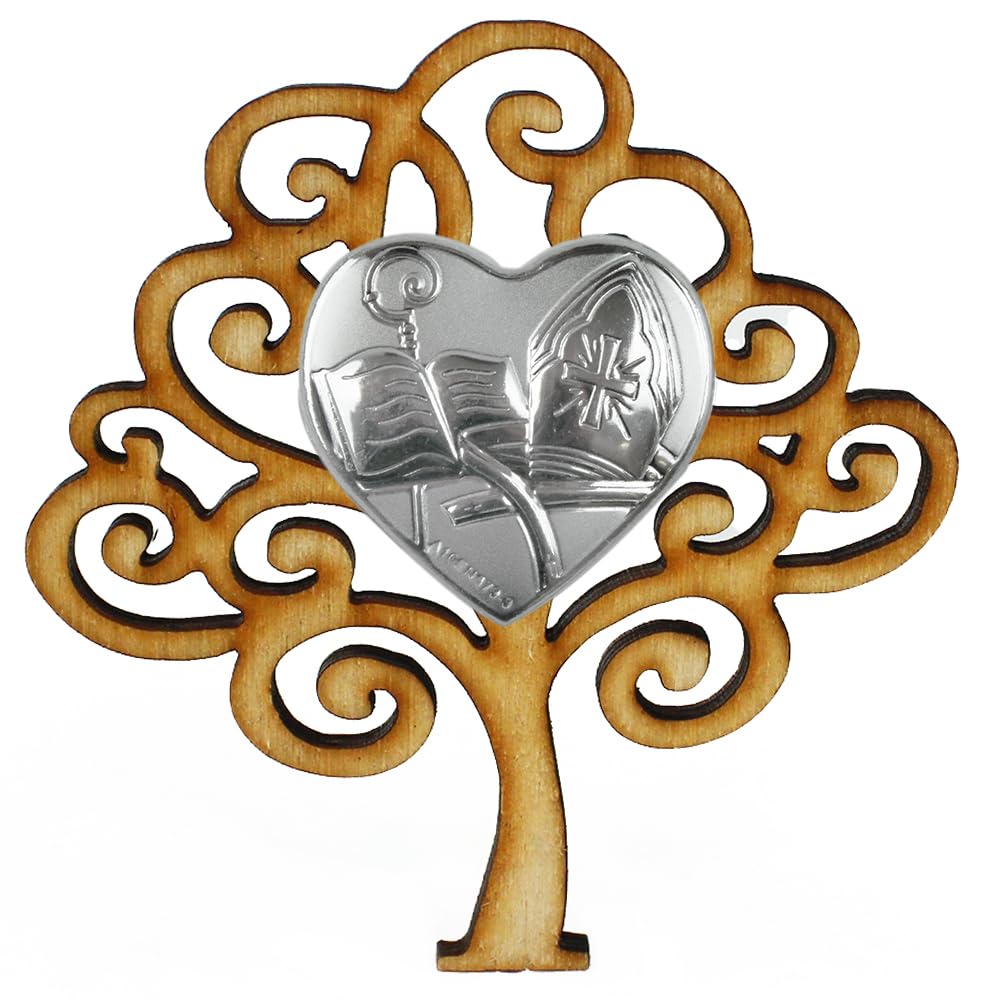 DLM - Calamita Magnete Cuore Chiave Di Sol Violino Albero Della Vita Bianco In Legno Musica Segnaposto