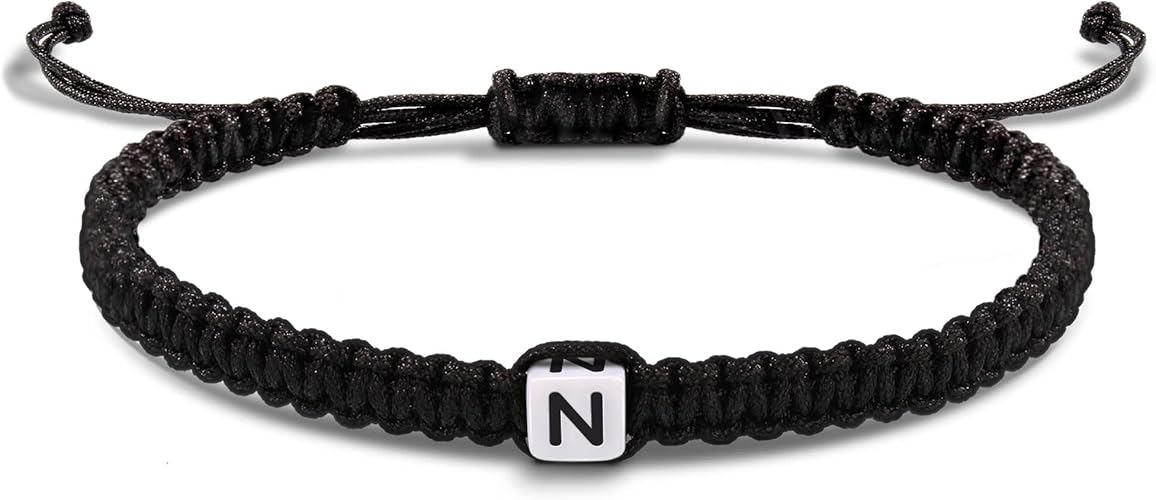 Initial Bracelets for Women Men Gifts for Her Teen Girl Best Friend Birthday Graduation Dainty Braided Bracelets Letter A-Z Charm Adjustable Link Mother's Day Jewelry Mom Christmas Gifts Valentine's Day Jewelry
