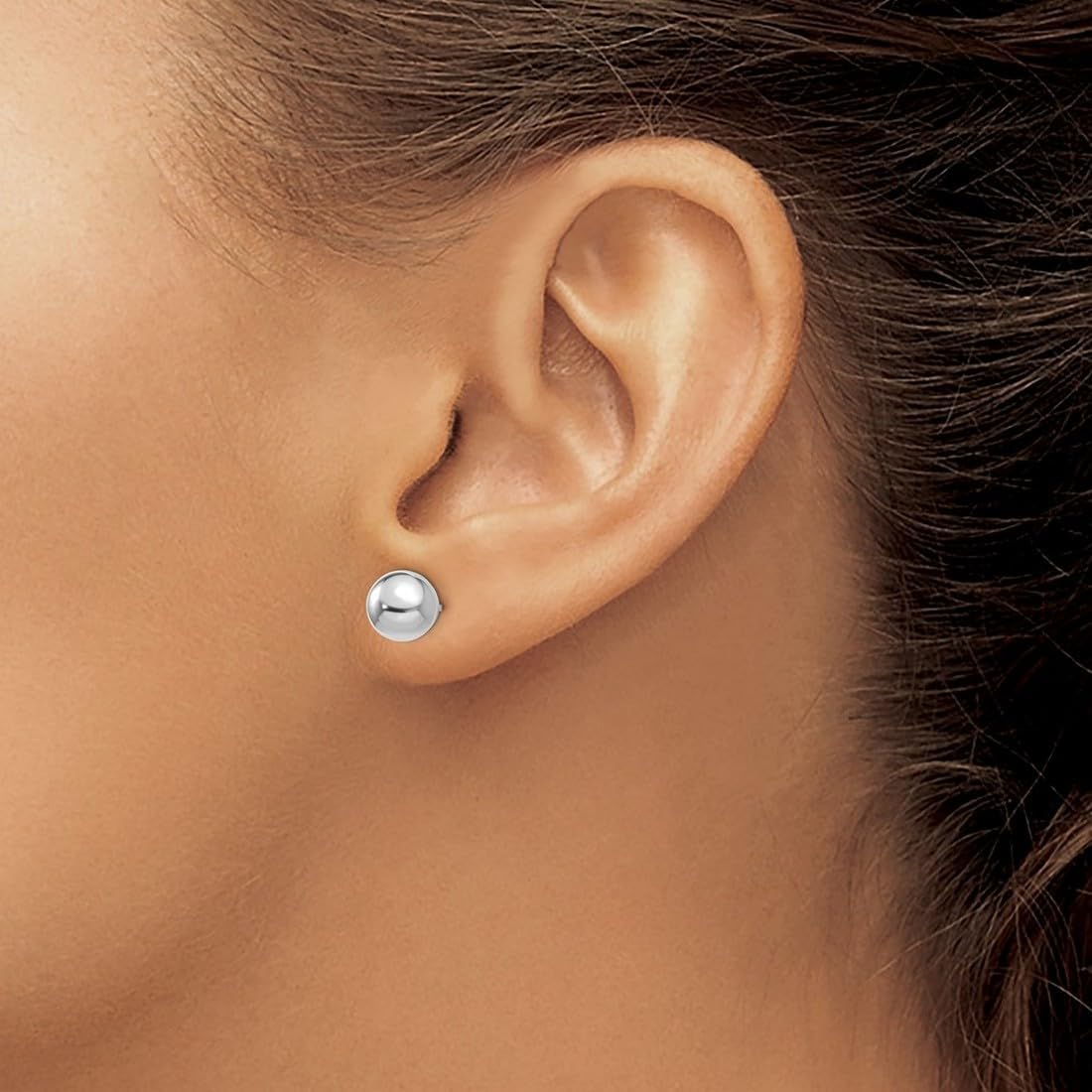 14k White Gold Hollow Polished 7mm Ball Post Earrings 7x7mm Ball Earring for Women