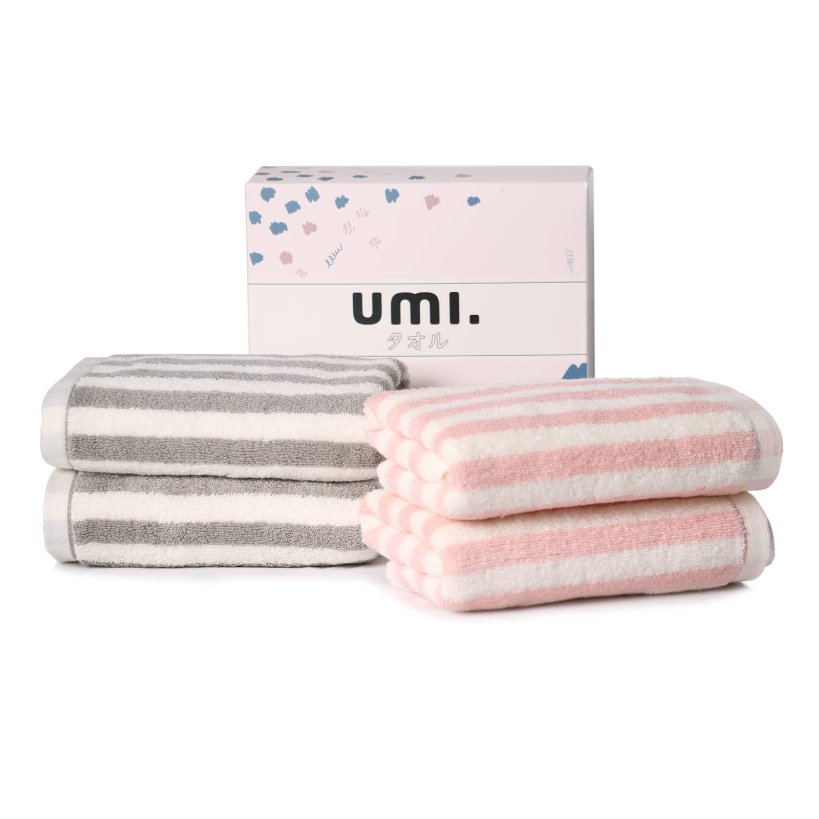 Amazon｜Umi(ウミ)-フェイスタオル ストライプ タオル 4枚セット 綿100 