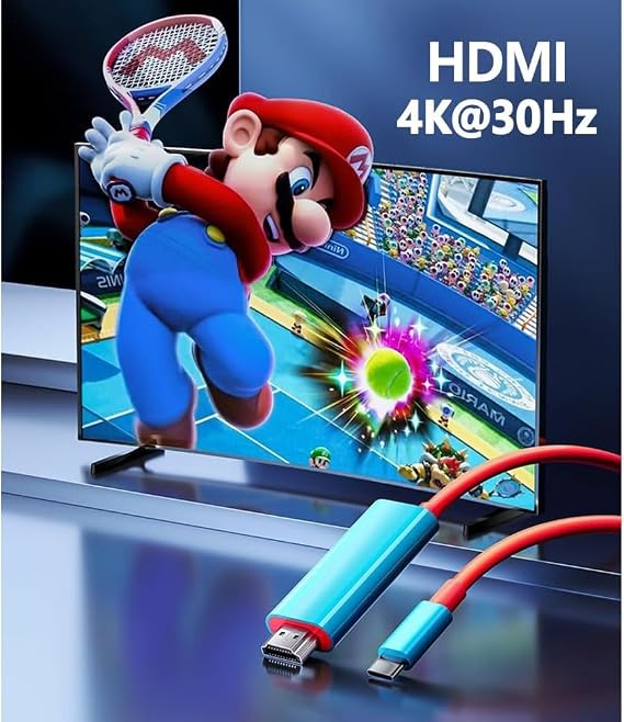 GKEAPZA USB C to HDMI Cable 2M, Portable Docking Station for Steam Deck & Nintendo Switch, Compatible with Switch 2, 4K@60Hz Video with 100W PD Fast Charging for ROG Ally, iPad, PC, TV