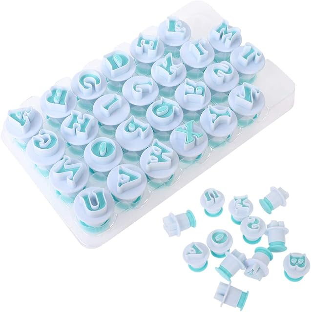 upain 26 Pieces Alphabet Cookie Cutter Icing Letter Cutters Fondant Cake Decorating Cutter Biscuits Embosser Baking Mold for Wedding Birthday Christmas Baby Shower Party Cake Decoration